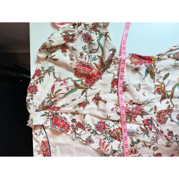 Pilcro Ruffle Collar Button down Dress Floral Plus Size 22W Linen - Picture 12 of 16